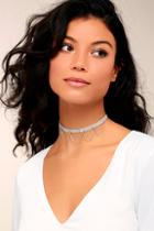 Lulus Shimmering Skyline Grey And Silver Choker Necklace