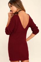 Bringing Sexy Back Wine Red Backless Sweater Dress | Lulus