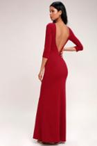 Kymber Wine Red Backless Maxi Dress | Lulus