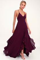 Lorenz Plum Purple Ruffled Lace-up Maxi Dress | Lulus