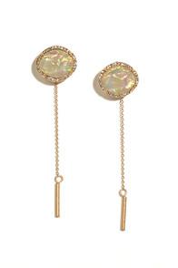 Lulu*s Amaze Me Gold And Iridescent Peekaboo Earrings