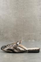 Qupid | Pippin Black And Rose Gold Embroidered Loafer Slides | Size 5.5 | Lulus