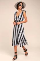 Ali & Jay Salsa Conmigo Ivory Striped Midi Dress