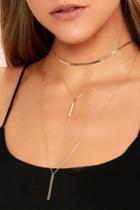 Lulus | Sleek Peek Gold Layered Choker Necklace