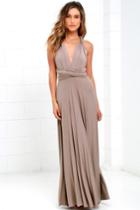 Lulus | Tricks Of The Trade Taupe Maxi Dress | Size Small | Beige