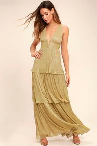 Lulus Living The Gleam Gold Maxi Dress