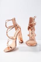 Liliana Beau Rose Gold Patent Dress Sandal Heels | Lulus