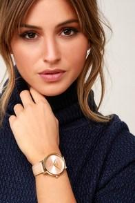 Nixon Kensington Leather Light Gold And Pale Pink Watch