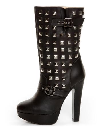 N.y.l.a Apollo Black Belted And Studded Platform Boots