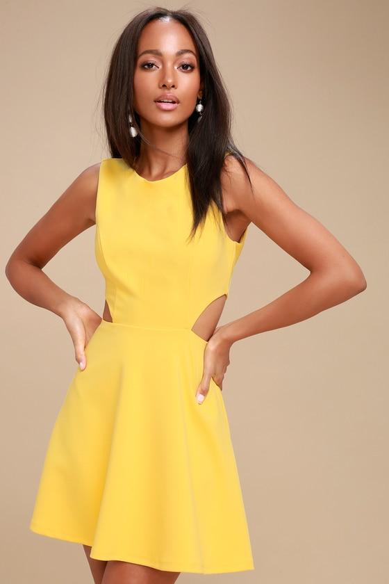 Toast To You Yellow Cutout Skater Dress | Lulus