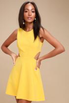 Toast To You Yellow Cutout Skater Dress | Lulus
