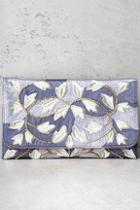 Lulus Foliage Of Decadence Grey Embroidered Clutch