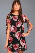 Lulus Everything For You Black Floral Print Shift Dress