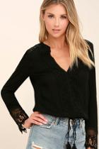 Re:named Bali Daydream Black Lace Long Sleeve Top