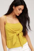 Project Social T Tied To You Mustard Yellow Tie-front Tank Top | Lulus
