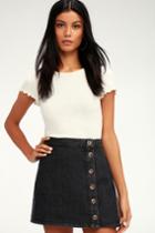 No Hesitation Washed Black Button-front Denim Mini Skirt | Lulus