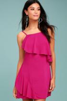 Lulus | Free As Can Be Magenta Dress | Size Large | Pink | 100% Rayon