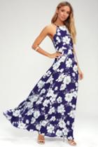 Valley Isle Royal Blue Floral Print Maxi Dress | Lulus