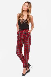 Nameless Great Scott! Navy Blue And Red Plaid Pants