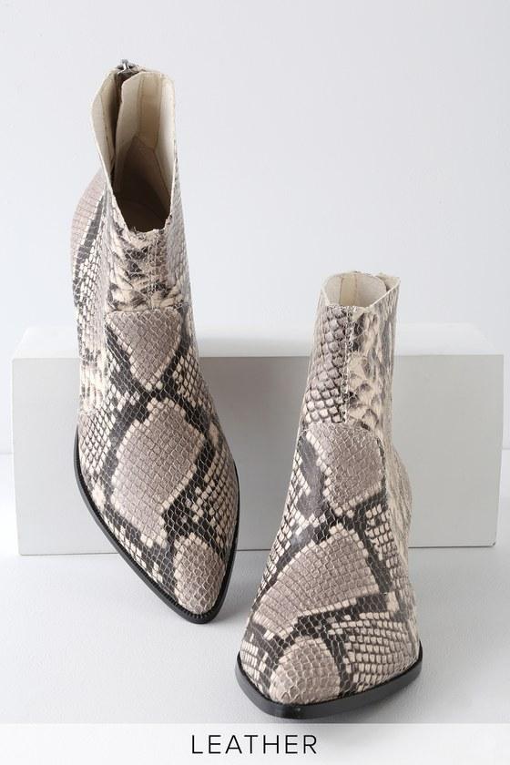 Steve Madden Cafe Natural Snake Leather Ankle Booties | Lulus