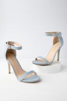 Bonnibel Virginia Light Blue Denim Ankle Strap Heels | Lulus
