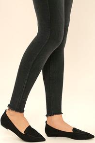 Lulus Emmy Black Suede Pointed Loafers