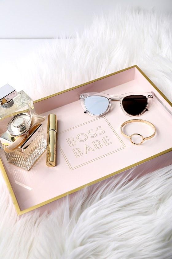 Fringe Studio | Boss Babe Gold And Blush Pink Lacquered Tray | Lulus