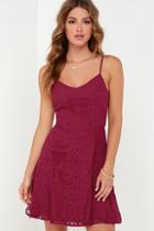 Adelyn Rae Glimmer Of Glamour Wine Red Lace Dress