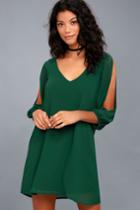 Lulus | Shifting Dears Forest Green Long Sleeve Dress | Size Small | 100% Polyester