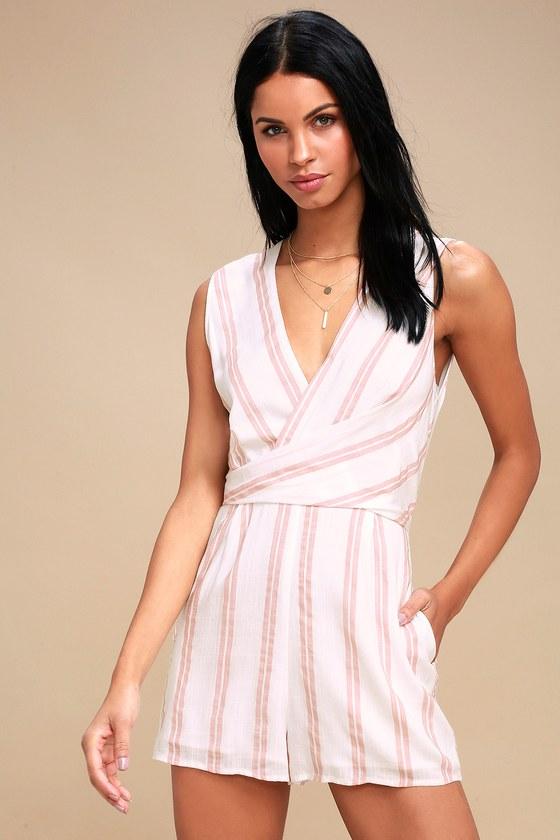 Carousel Ride White And Pink Striped Romper | Lulus