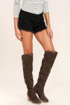 Matisse Coconuts Muse Chocolate Brown Suede Leather Over The Knee Boots