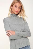 Project Social T Just Like Honey Green And White Striped Turtleneck Top | Lulus