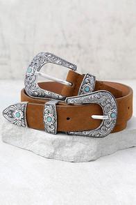 Lulus Dearheart Brown And Silver Double Bucke Belt