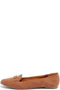 Qupid Walk The Walk Taupe Suede Loafer Flats