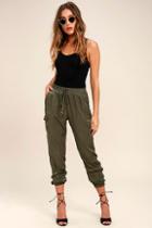 Lulus Up And At 'em Olive Green Jogger Pants