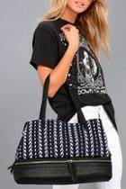 Lulus Briley Navy Blue And Black Woven Tote