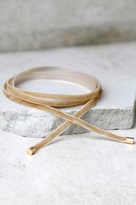 Lulus Welcome To My Layer Beige Velvet Wrap Necklace