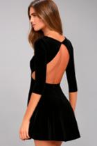 Charisma And Charm Black Velvet Backless Dress | Lulus