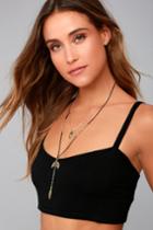 Lulus | Arrow Expert Black And Gold Layered Necklace