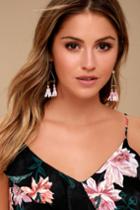 Lulus | Favorite Feature Gold And Pink Beaded Tassel Earrings