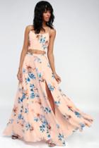 Barefoot At The Beach Light Peach Print Two-piece Maxi Dress | Lulus