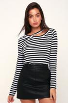 Rd Style Maisie Black And White Striped Long Sleeve Cutout Top | Lulus