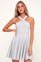 The Way You Look Tonight Light Grey Halter Skater Dress | Lulus