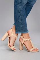 Wild Diva Zelina Almond Pearl Suede High Heel Sandals