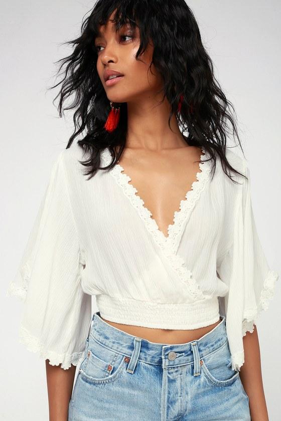 Pacifica White Lace Crop Top | Lulus