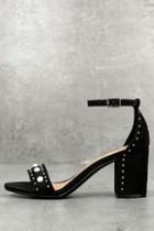 Report Pascal Black Suede Pearl Ankle Strap Heels