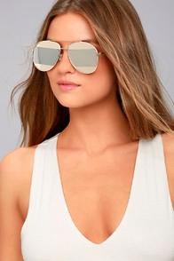 Lulus Fashion Fave Gold And Silver Mirrored Aviator Sunglasses