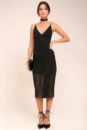 C/meo | Presence Black Sleeveless Midi Dress | Size Xx-small | 100% Polyester | Lulus