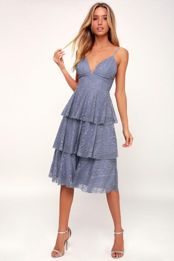 Endless Romance Light Blue Lace Ruffled Midi Dress | Lulus