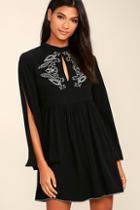 Mink Pink Valley Of The Vine Black Embroidered Dress